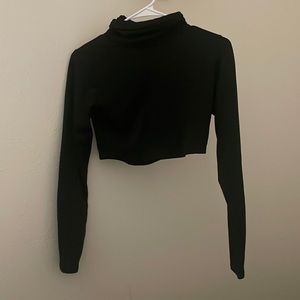 Black Turtle Neck Crop Top